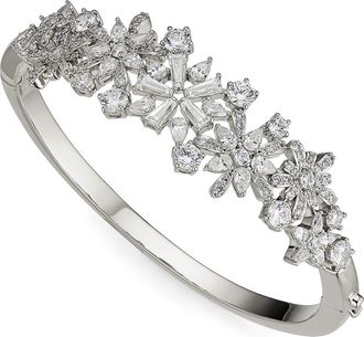 Nadri Freya Crystal Flower Hinge Bracelet in Rhodium at Nordstrom