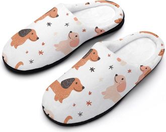 Generic Dachshund Dogs Star Mens Slipper Slip On Winter Warm House Slippers Shoes Indoor Outdoor
