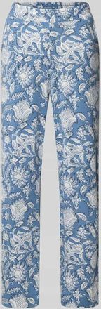 Christian Berg Relaxed Fit Pyjama-Hose mit floralem Allover-Print in Rauchblau, Größe XXL
