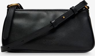 Pinko Womens Mini Half Moon Leather Crossbody Bag Black Shoulder