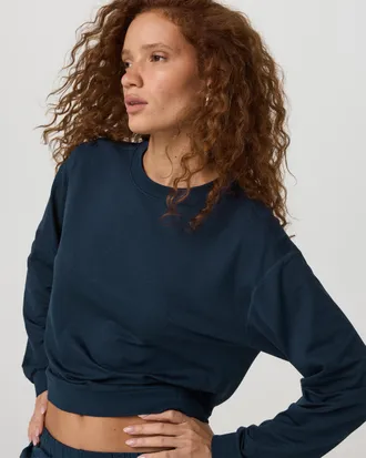 Vuori Clothing Halo Modern Crew Neck Shirt | Blue Coast Heather | XS, Size Extra Small
