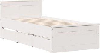 vidaXL Vidaxl - Bed Frame without Mattress with Headboard White 90x200 cm Solid Wood Pine