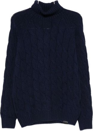 Fay Navy Blue Cable Knit Sweater