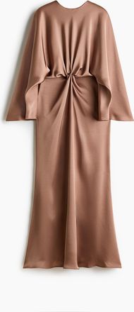 H&M Satinkleid mit Twistdetail - Dunkelbeige