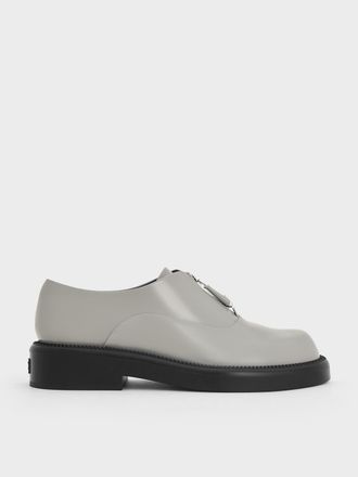 Charles & Keith Nina Leather Zip-Up Loafers