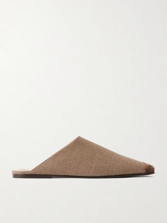 Loro Piana Slipper In Misto Cashmere E Seta Natt&egrave; Con Decorazioni Alba - Marrone