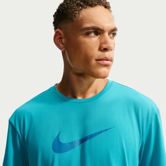 Nike Mens Swim Hydroguard Dri-FIT UV Short Sleeve Top in Green | NESSG523-385