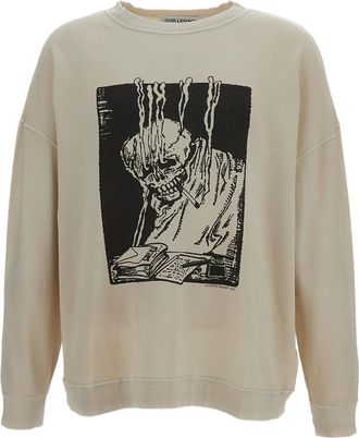 Our Legacy Lightweight Cotton-Linen Blend Oversized Sweatshirt with Graphic Print