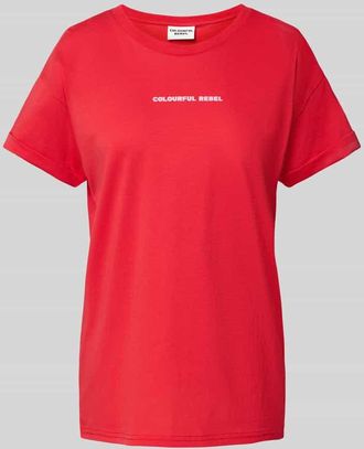 Colourful rebel T-Shirt mit Label-Print in Rot, Gr&ouml;&szlig;e XS