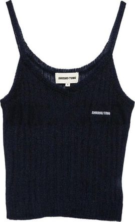Shushu/Tong Top de canal&eacute; con cuello en V - Tops - Mujer - Azul - 2XS