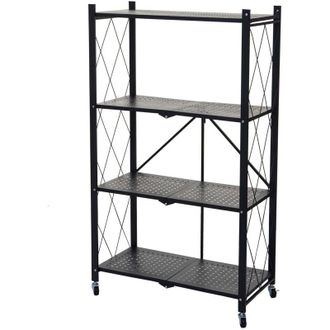 Hhg Scaffale libreria 783 pieghevole con ruote acciaio verniciato 4 ripiani nero