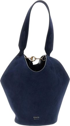 Khaite Blue Lotus Mini Suede Tote Bag