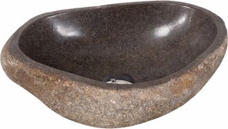 Wanda Collection Lavabo sobre encimera de piedra natural piedra de r&iacute;o 40 cm