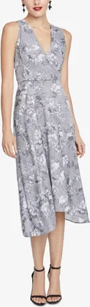 Rachel Roy Womens Floral A-Line Dress In Gray Combo