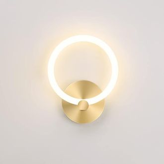 OEM Aplique De Pared Led Moderno Color Dorado Para Interiores, L&aacute;mpara De Mesilla Redonda De 19 Cm, Ideal Para Sala De Estar, Pasillo O Dormitorio, 10 W (