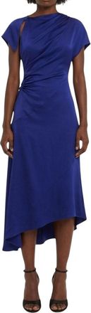 Victoria Beckham Blue Draped Asymmetric Dress