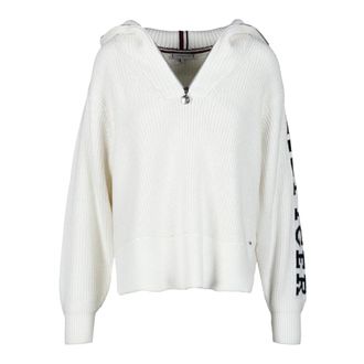 Tommy Hilfiger Maglia - Dames - Coltruien - Wit - M - Katoen - Truien & Vesten