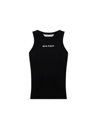 Palm Angels Ribbed Black Cotton Blend Tank Top