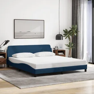 vidaXL Estructura De Cama Con Cabecero Sin Colch&oacute;n Tela Azul 180x200cm Vidaxl
