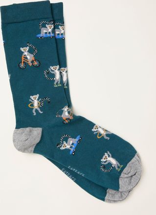 Fat Face FatFace Teal Blue Lemur Socks