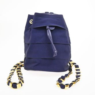 Ferragamo Vara Chain Canvas Purple Canvas Backpack Bag (Pre-Owned)