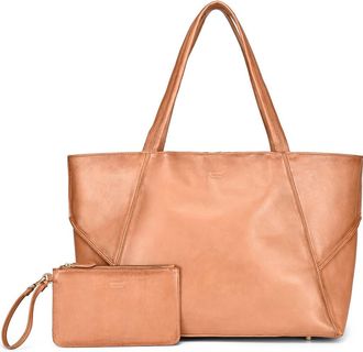 OLD TREND Wishbone Oversized Leather Carryall Tote in Butter at Nordstrom