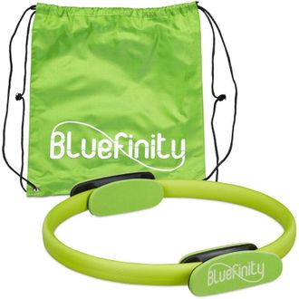 Relaxdays 10 Aros Pilates Con Ejercicios, Agarraderas, Acolchado, Anillo Resistencia, Yoga, Fibra Vidrio, &Oslash; 37cm, Verde