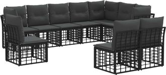 vidaXL Conjunto De Sof&aacute;s De Exterior Negro Poli&eacute;ster Vidaxl
