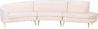 Beliani Beliani - Sof&aacute; Semicircular 4 Plazas De Terciopelo Beige Claro Dorado Patas Metal Moss