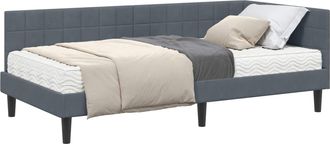 vidaXL Estructura De Cama Esquina Con Colch&oacute;n 2 Uds. Gris Oscuro Vidaxl