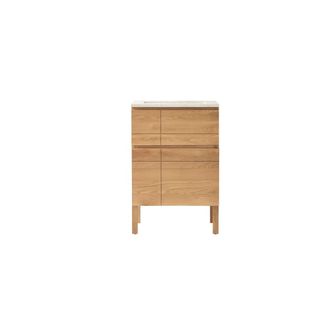 Tikamoon Mueble de ba&ntilde;o de madera de roble y terrazo premium moon 60 easy
