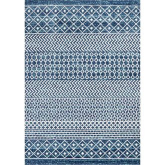 Jonathan Y Designs Arta Moroccan Vintage Geometric Area Rug in Navy/cream at Nordstrom, Size 5Ft 0In X 8Ft 0In