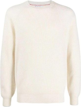 Brunello Cucinelli Trui met ronde hals - Heren - Ronde hals truien - Beige - L - Kasjmier - Truien & Vesten