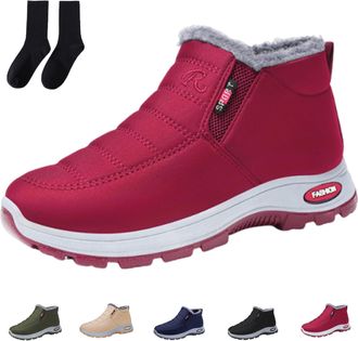 Generic Orthopedic Winter Boots for Women Men, Comfort Waterproof Warm Snow Boots with Fur Lining Slip-On Boots (Rot,12.5)