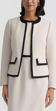 Kasper Stretch Crepe Jacket in Parchment/black at Nordstrom, Size 10