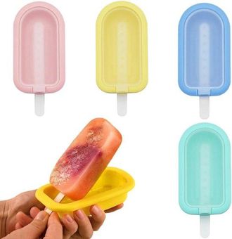 No Brand 4 Moldes De Silicona Para Helado, 4 Colores, Reutilizables, Sin Bpa, F&aacute;ciles De Desmoldar, Para Paletas Heladas, Para Ni&ntilde;os Y Adultos