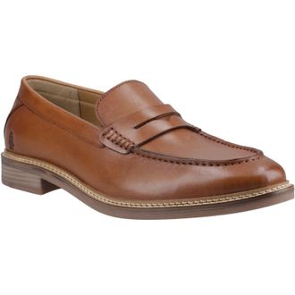 Hush Puppies Benedict Leather Mens Tan Loafers - Size UK 10