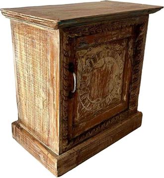 Wanderlust Deco Mesita de madera acabado artesanal marrón 52x30x57h cm