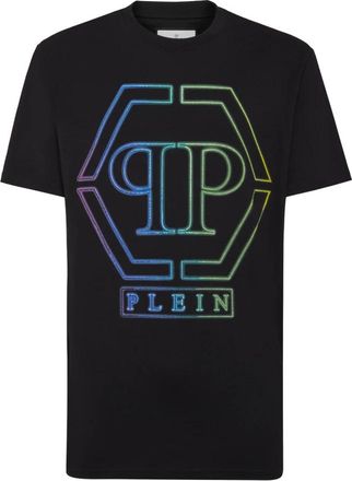 Philipp Plein Geborduurde T-shirt met ronde hals - Heren - T-shirts - Zwart - XL - Katoen - Tops