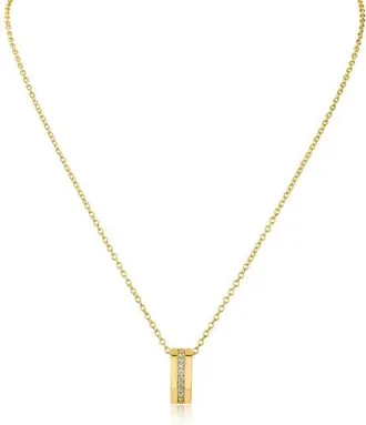 Kenneth Jay Lane Pav&eacute; Cubic Zirconia Ring Pendant Necklace in Gold Plated at Nordstrom