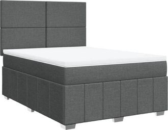 vidaXL Vidaxl - Cama Box Spring Con Colch&oacute;n Tela Gris Oscuro 140x200 Cm