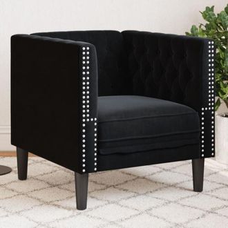 vidaXL Vidaxl - Poltrona Chesterfield Nera in Velluto