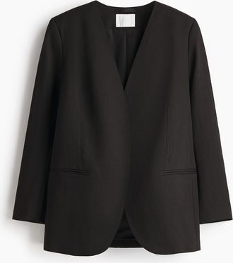 H&M Kragenloser Blazer - Schwarz