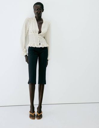 Mango Blusa collo a V pois bianco sporco - Donna - XS - MANGO