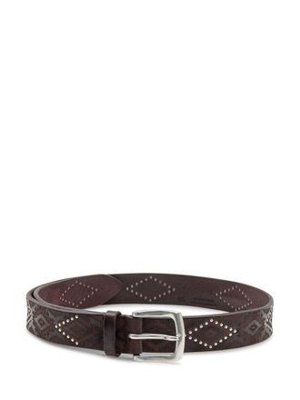 Orciani Orciani Leather Belt With Geometric Pattern And Studs