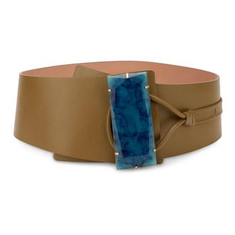 Alberta Ferretti Leather Belt with Decorative Buckle - female - Alberta Ferretti - Belts - Brown - S - Accessories