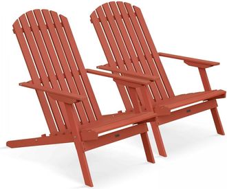 Oviala Lote de 2 sillas plegables de madera de eucalipto terracota