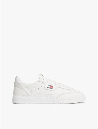 Tommy Hilfiger Womens Tommy Jeans Leather Court Sneaker - Ecru - US 6.5 / EU 37