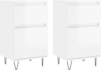 vidaXL Vidaxl - Aparadores 2 uds madera de ingeniería blanco brillo 40x35x70 cm