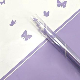 No Brand 20 Hojas De Papel De Regalo Xiao Hua Con Estampado De Mariposas Y Flores De Cristal Color Morado Claro (57x57cm)